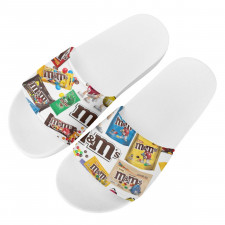 M&Ms Slides Pool Slider Slide On Sandals - M&Ms Mania Collage Logo