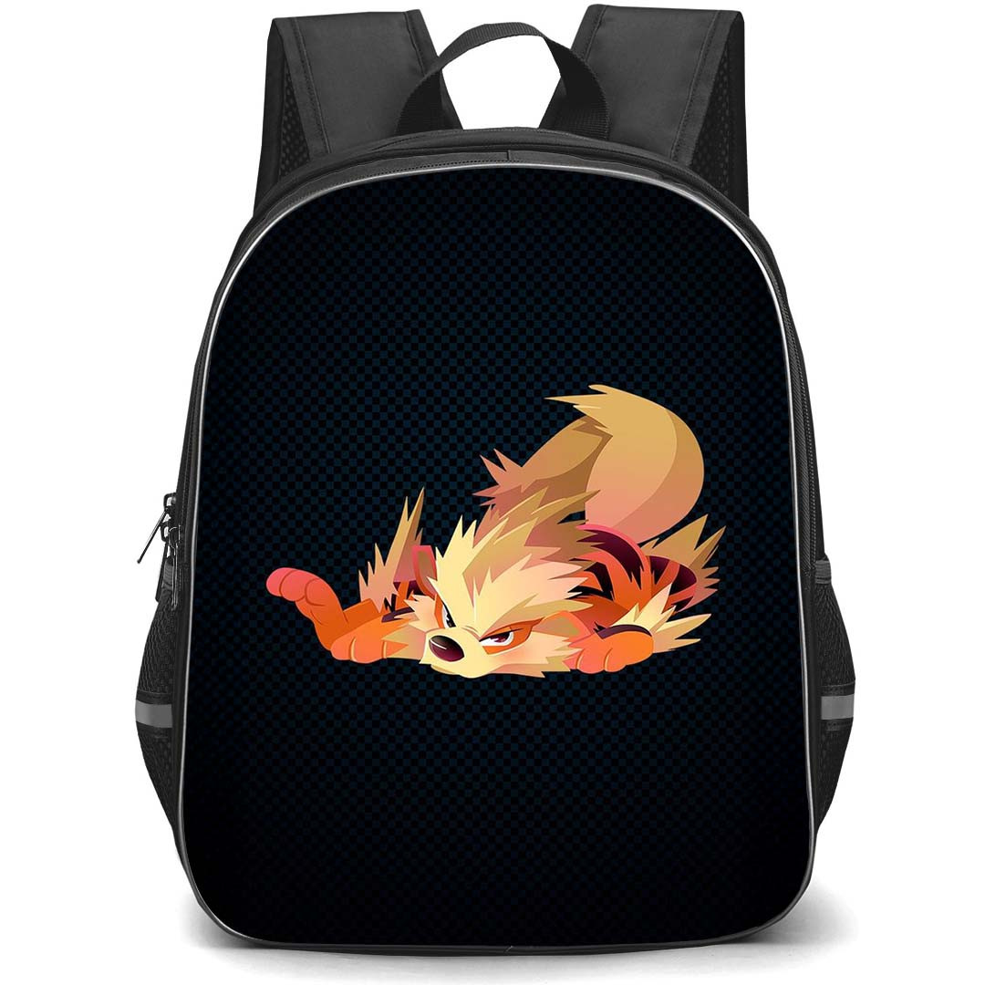 Pokemon Arcanine Backpack StudentPack - Arcanine Crawling Black Background