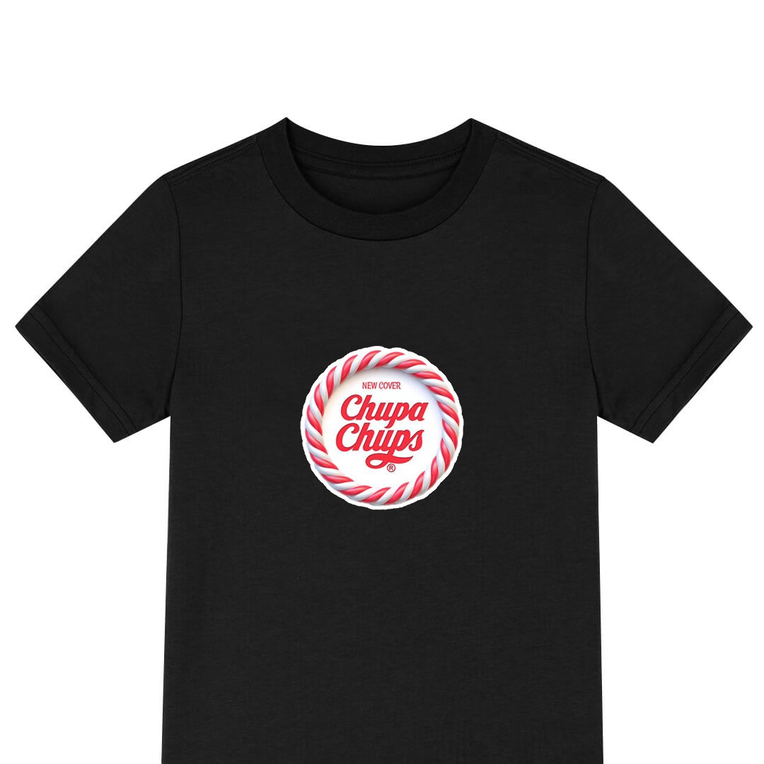Chupa Chups Tee Shirt T-Shirt Short Sleeve - Chupa Chups Logo On Candy Cane Circle