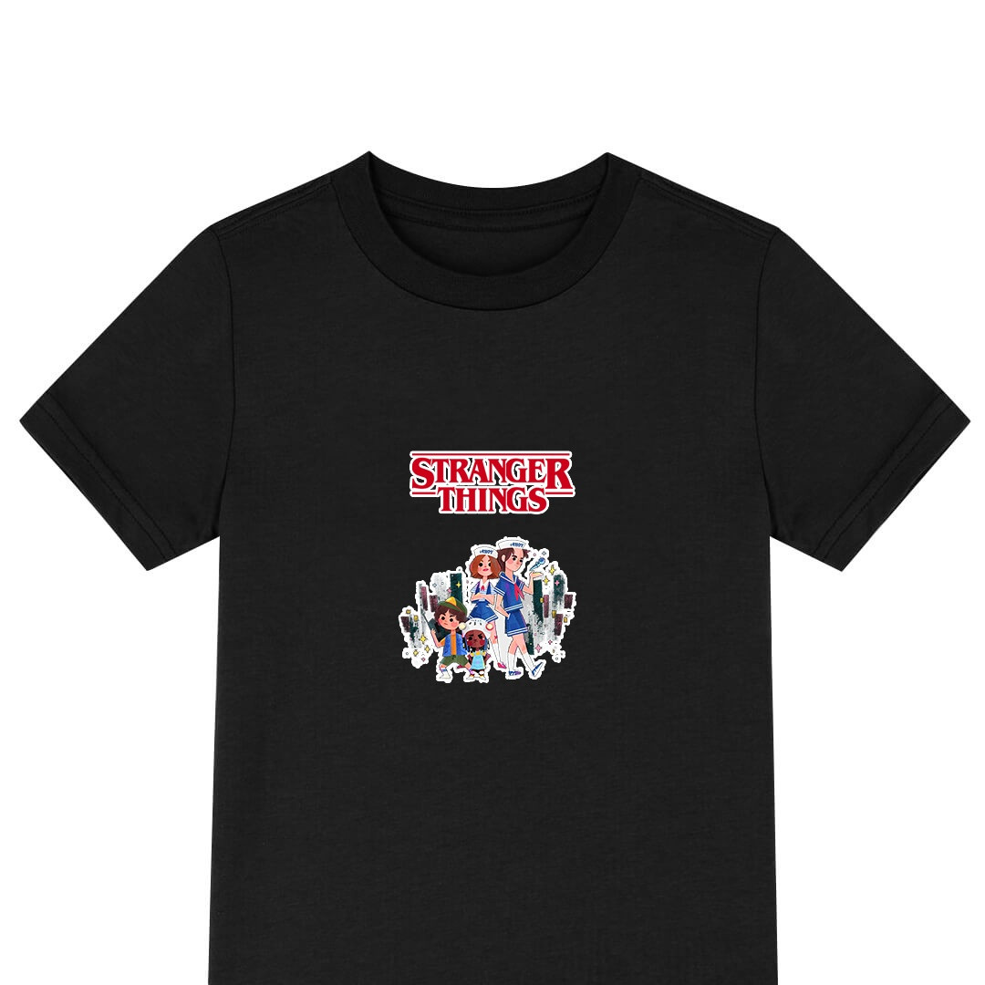 Stranger Things Tee Shirt T-Shirt Short Sleeve - Steve, Robin, Dustin, Erica Scoops Troops Art