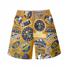 NBA Denver Nuggets Beach Shorts Swim Pants Swimming Trunks - Nuggest Mania Sticker Collage Icons
