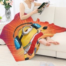 Minions Stuart Blanket Throw - Stuart Wearing Headphone And Roller Portrait