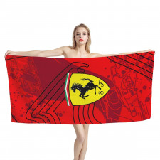F1 Formula One Ferrari Bath Beach Towel - Ferrari Logo On Red Graphic Art