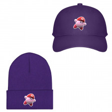 Kirby Baseball Cap Beanie Hat - Kirby Wearing Mario's Cap