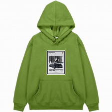 Porsche Hoodie Hooded Sweatshirt Sweater Jacket - Porsche GT3 RS Black Back View Poster Gray Background