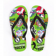 MLB Chicago White Sox Flip Flops Thongs V-Strap Sandals - Chicago White Sox Mania Collage Logo
