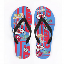 NFL Kansas City Chiefs Flip Flops Thongs V-Strap Sandals - Kansas City Chiefs Super Bowl Championship Mania Collage Logo