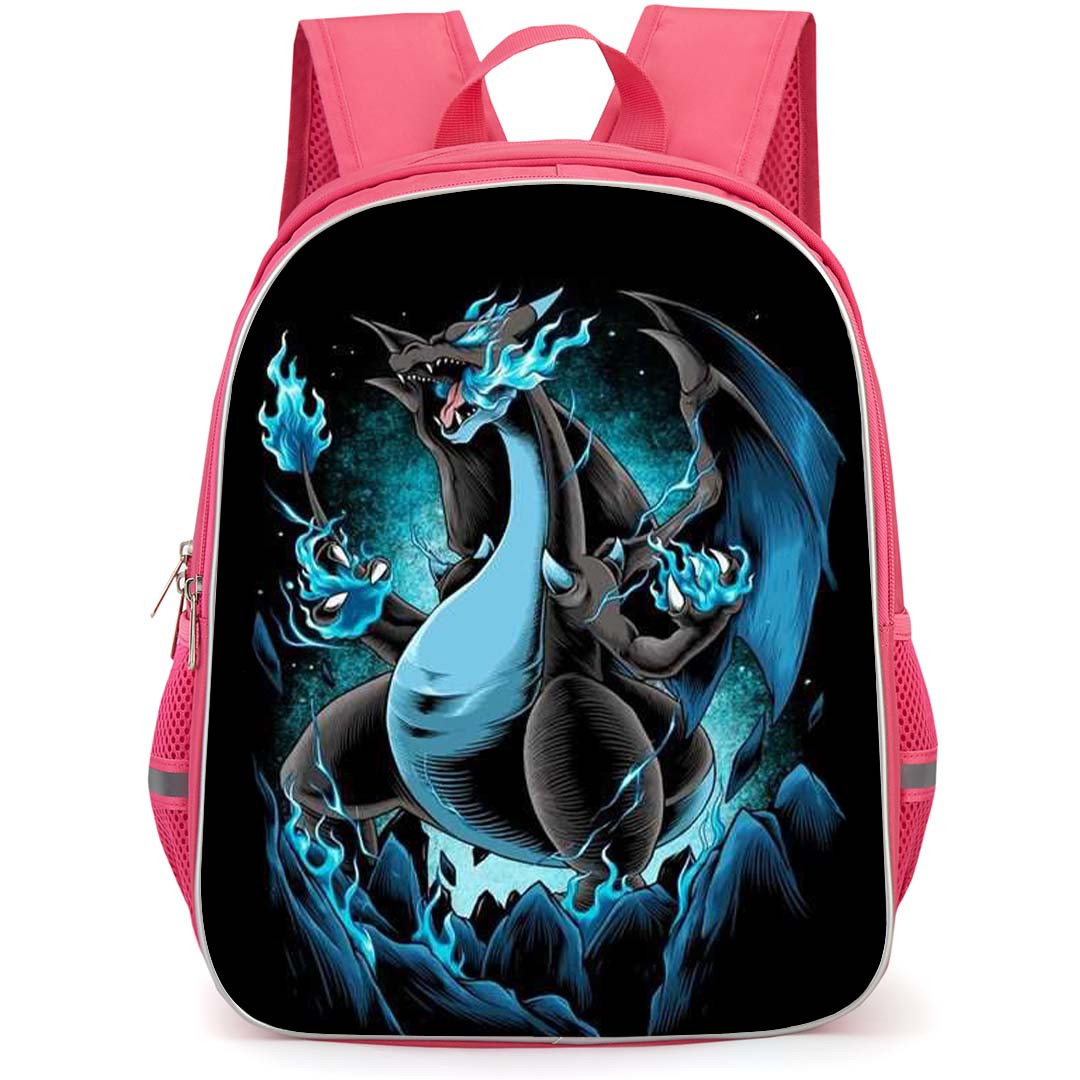 Pokemon Mega Charizard X Backpack StudentPack - Mega Charizard X Raging Neon Black Anime