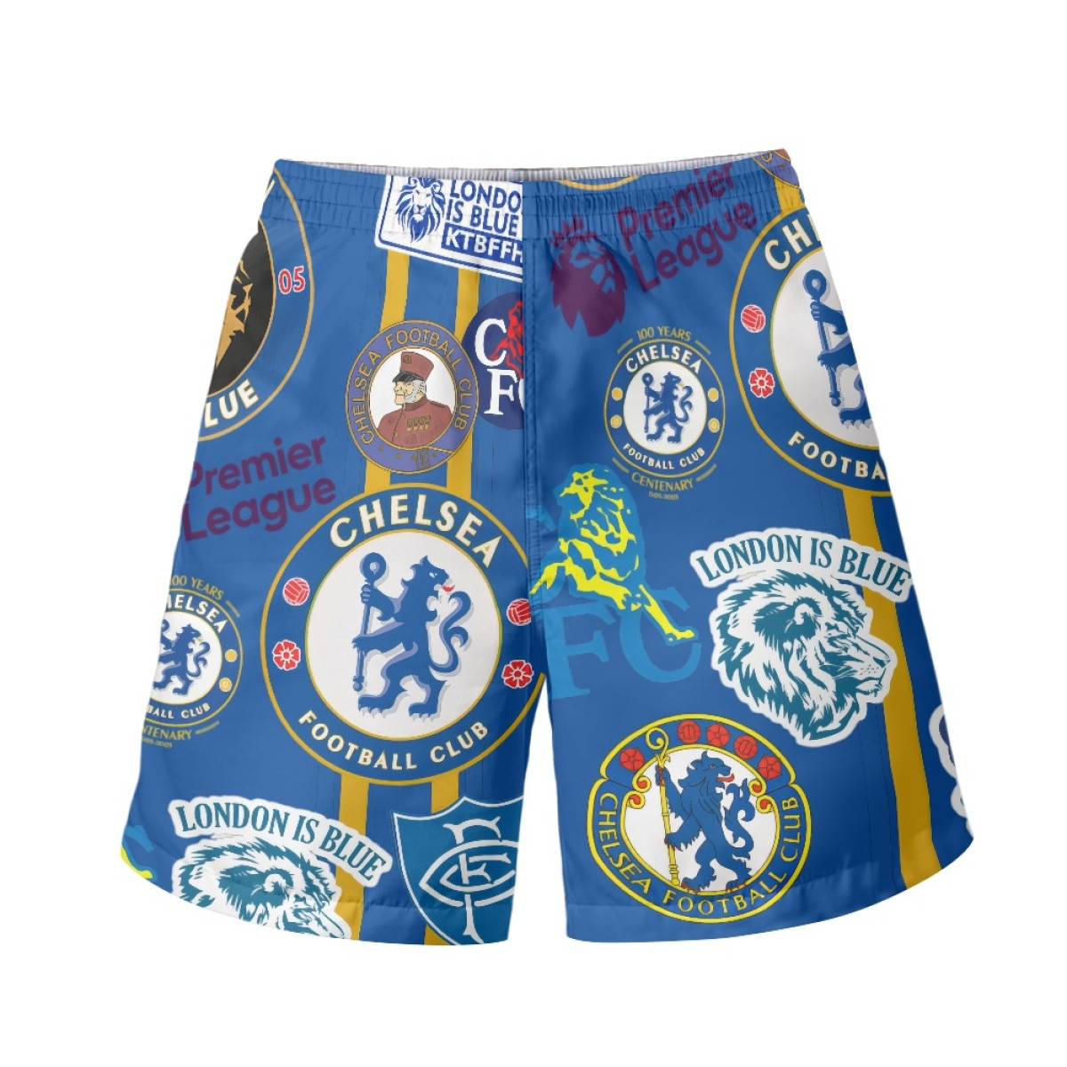 Chelsea F.C Beach Shorts Swim Pants Swimming Trunks - Chelsea F.C Mania Collage Logo