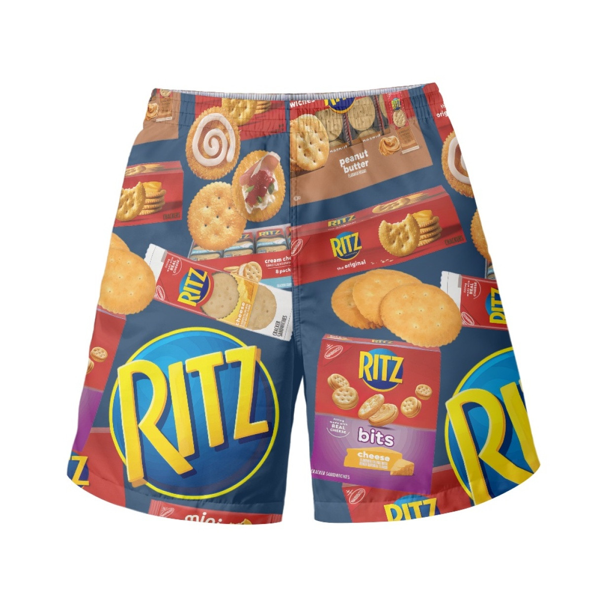 Ritz Crackers Beach Shorts Swim Pants Swimming Trunks - Ritz Crackers Mania Collage Logo