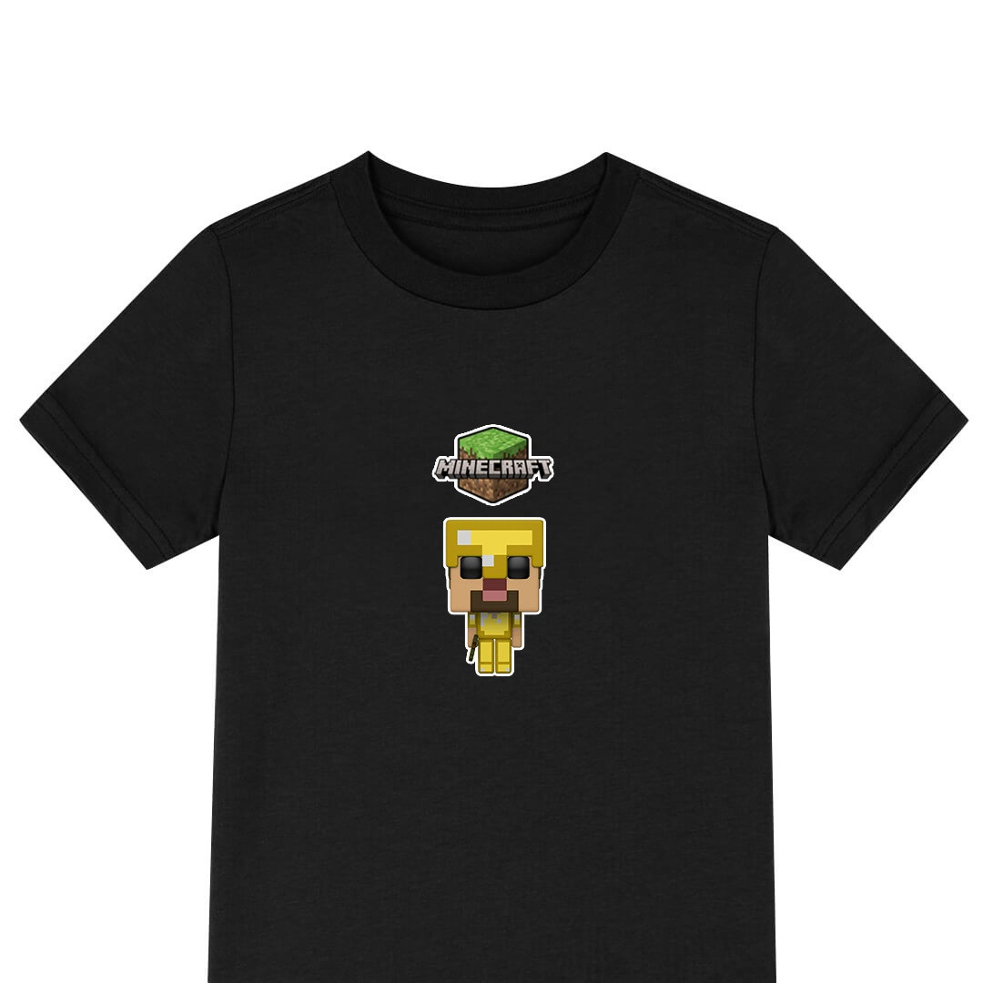 Minecraft Steve Tee Shirt T-Shirt Short Sleeve - Golden Steve Chibi Art Series
