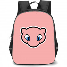 Pokemon Mew Backpack StudentPack - Mew Face Sticker Art On Pink Background