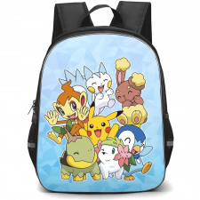 Pokemon Pikachu Backpack StudentPack - Pikachu And Sinnoh Pokemons Blue Background