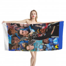 F1 Formula One Fernando Alonso Bath Beach Towel - Fernando Alonso Portrait Collage