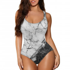 Burga Art Pattern One Piece Girls and Women's Swimsuit - Burga Fatal Contradiction Black And White Poster