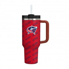 NHL Columbus Blue Jackets Quencher H2.0 FlowState Stanley Tumbler 40oz 1.18L - Columbus Blue Jackets Medley Monogram Wordmark