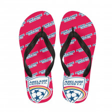 Adelaide United FC Flip Flops Thongs V-Strap Sandals - Adelaide United Football Club Medley Monogram Wordmark