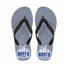 North Melbourne Football Club Flip Flops Thongs V-Strap Sandals - North Melbourne Football Club Medley Monogram Wordmark