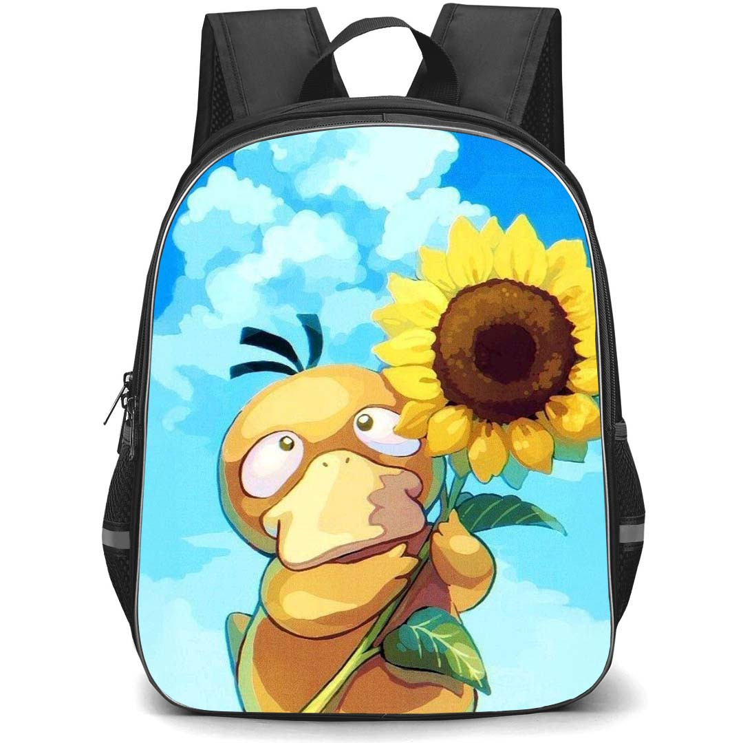 Pokemon Psyduck Backpack StudentPack - Psyduck Holding Sunflower