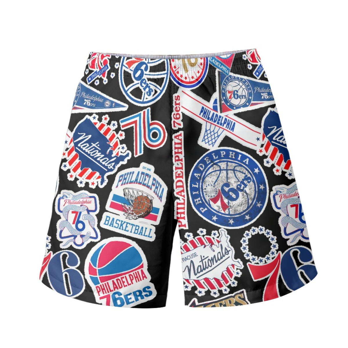 NBA Philadelphia 76ers Beach Shorts Swim Pants Swimming Trunks - Philadelphia 76ers Mania College Logo