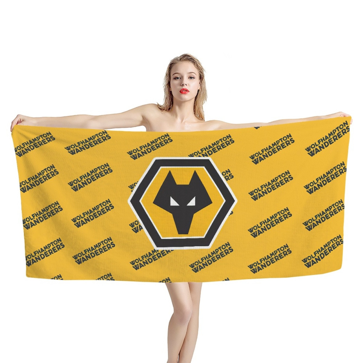 Wolverhampton Wanderers Football Club Bath Beach Towel - Wolverhampton Wanderers Football Club Medley Monogram Wordmark