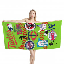 MLB Minnesota Twins Bath Beach Towel - Minnesota Twins Mania Collage Logo