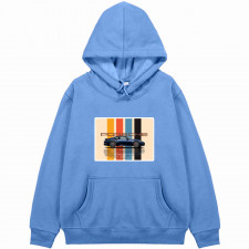 Porsche Hoodie Hooded Sweatshirt Sweater Jacket - Porsche 911 Blue Car On Stripe Background