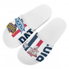 NFL New England Patriots Slides Pool Slider Slide On Sandals - New England Patriots Super Bowl Championship Mania Collage Logo