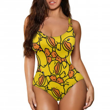 B Duck One Piece Girls and Women's Swimsuit - B Duck Baby Pattern Art Poster