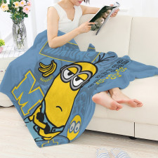 Minions Kevin Blanket Throw - Kevin Grumpy Cartoon Art On Blue Background