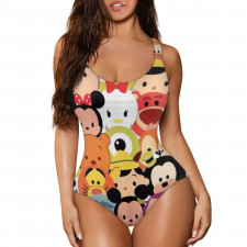 Disney Tsum Tsum One Piece Girls and Women's Swimsuit - Disney Tsum Tsum Illustration Art Collage
