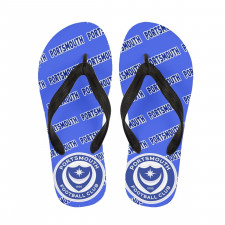 Portsmouth FC Flip Flops Thongs V-Strap Sandals - Portsmouth Football Club Medley Monogram Wordmark
