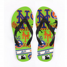 MLB New York Mets Flip Flops Thongs V-Strap Sandals - New York Mets Mania Collage Logo