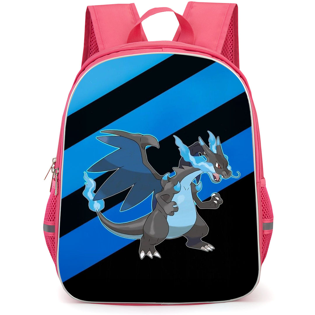 Pokemon Mega Charizard X Backpack StudentPack - Mega Charizard X Black Blue Background