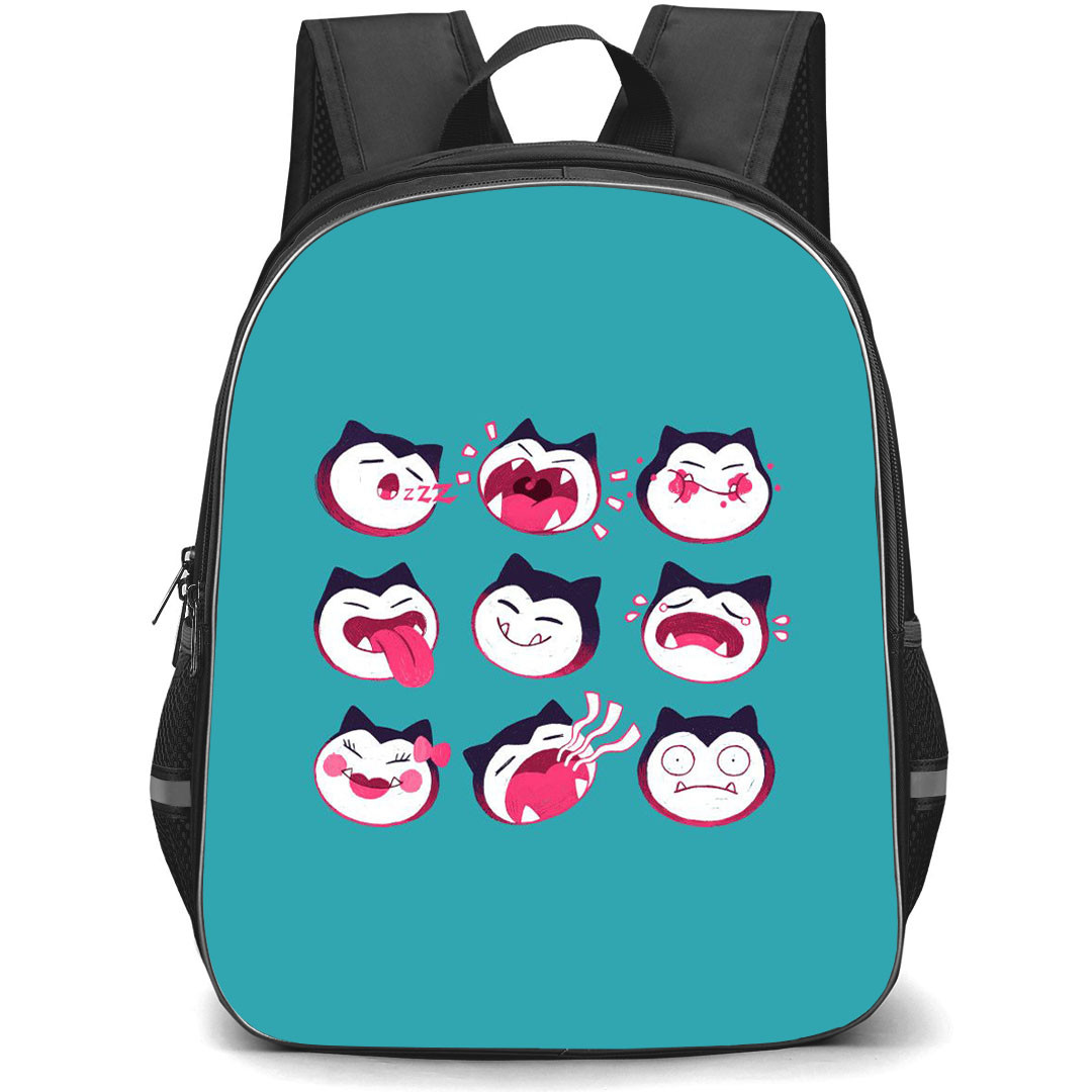 Pokemon Snorlax Backpack StudentPack - Snorlax Faces Aqua Background
