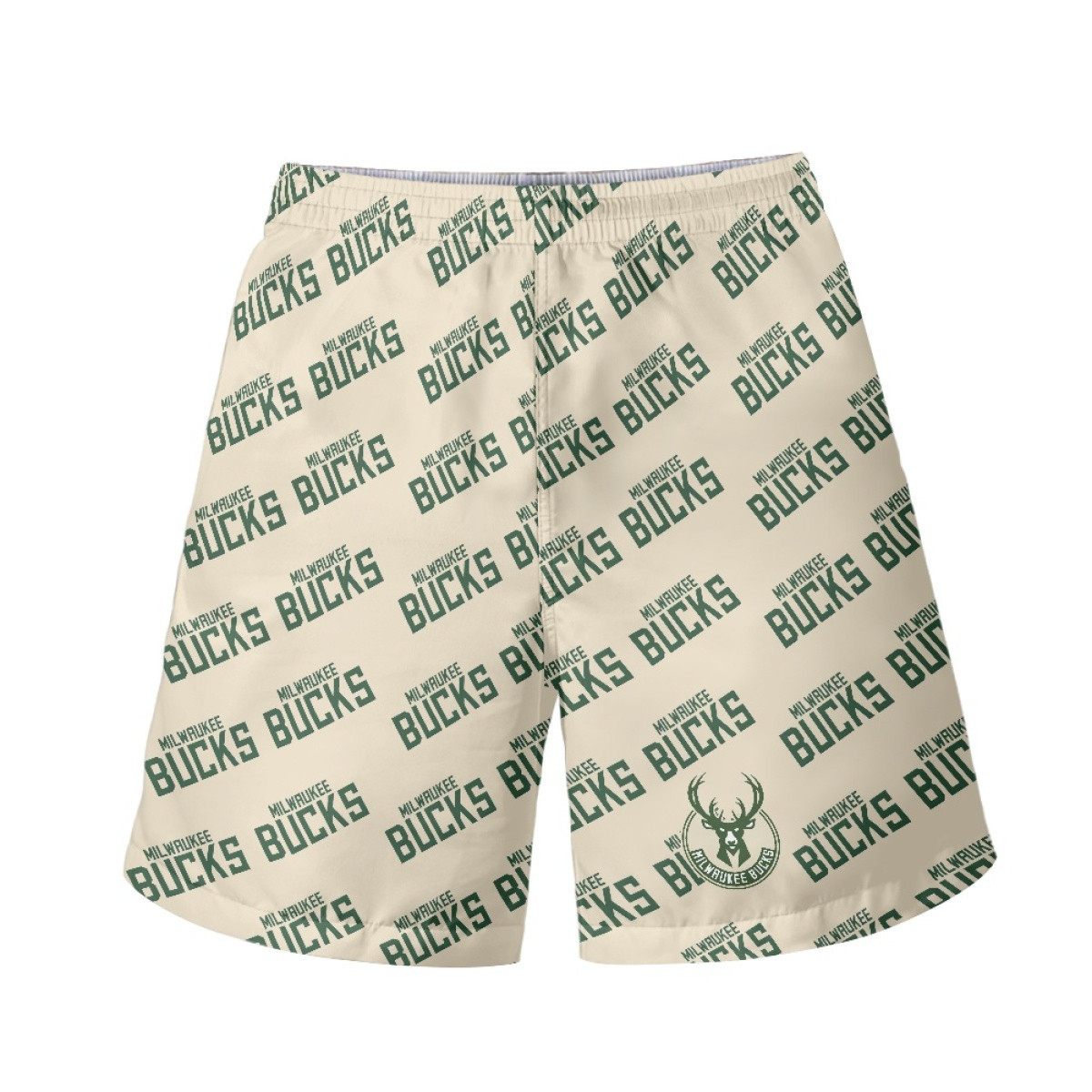 NBA Milwaukee Bucks Beach Shorts Swim Pants Swimming Trunks - Milwaukee Bucks Medley Monogram Wordmark