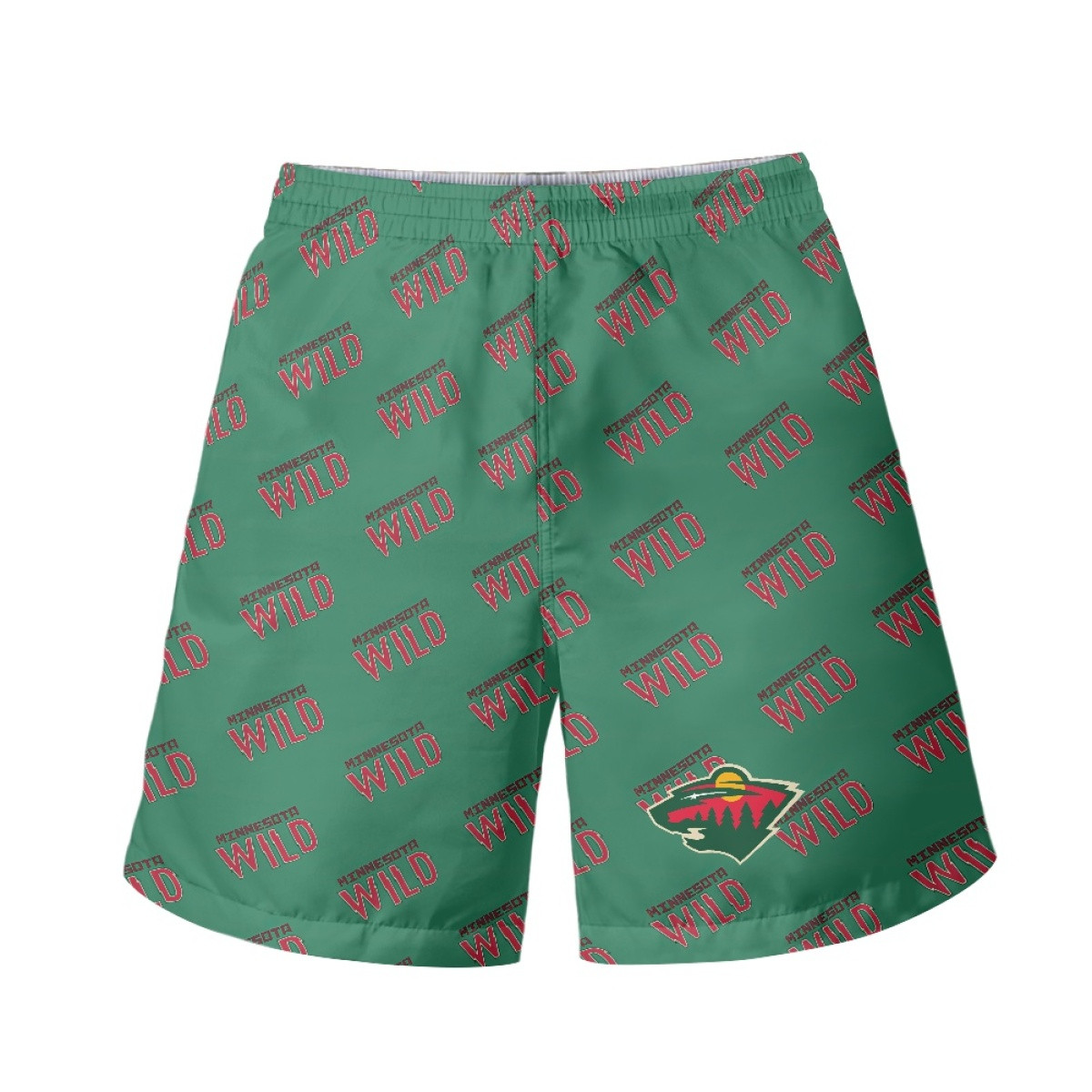 NHL Minnesota Wild Beach Shorts Swim Pants Swimming Trunks - Minnesota Wild Medley Monogram Wordmark