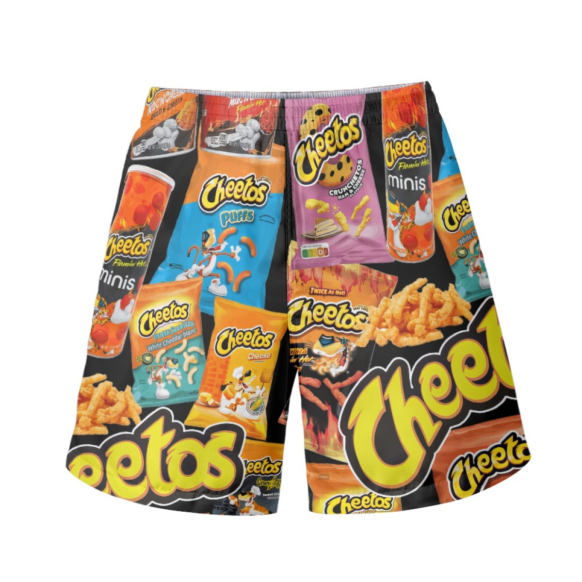 Cheetos Beach Shorts Swim Pants Swimming Trunks - Cheetos Mania Collage Logo
