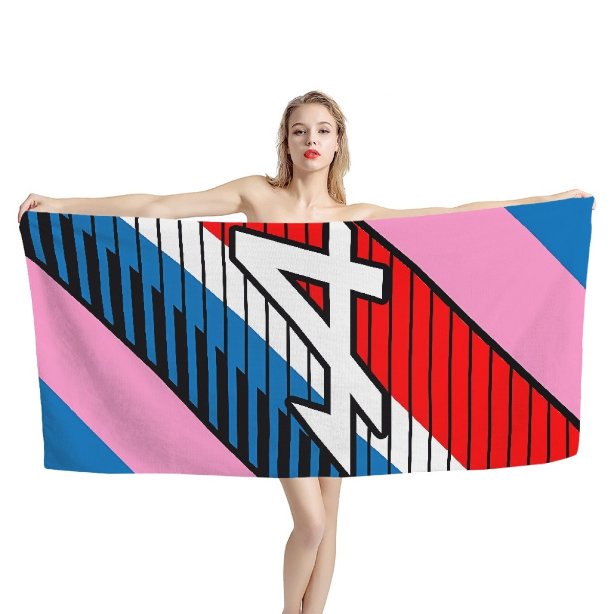 F1 Formula One Alpine Bath Beach Towel - Alpine Logo On Red Blue Background