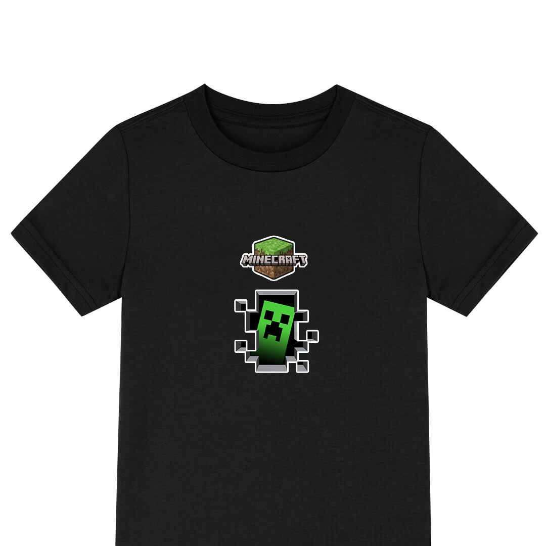 Minecraft Creeper Tee Shirt T-Shirt Short Sleeve - Creeper Breaking Wall Chibi Art Series