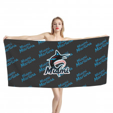 MLB Miami Marlins Bath Beach Towel - Miami Marlins Angels Medley Monogram Wordmark