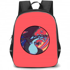 Pokemon Mega Charizard X Backpack StudentPack - Mega Charizard X Sticker Art On Red Background