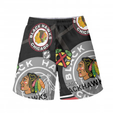 NHL Chicago Blackhawks Beach Shorts Swim Pants Swimming Trunks - Chicago Blackhawks Mania Collage Logo