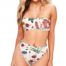 Velvet Caviar Bandeau Bikini Two Piece Women's Swimsuit - Velvet Caviar Floral Wildflowers Art Poster
