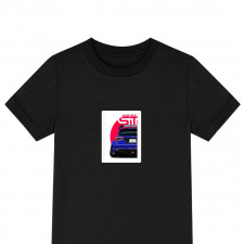 Subaru Tee Shirt T-Shirt Short Sleeve - Subaru Impreza WRX STI Blue Rear View Illustration Art