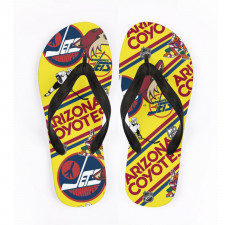 NHL Arizona Coyotes Flip Flops Thongs V-Strap Sandals - Arizona Coyotes Mania Collage Logo