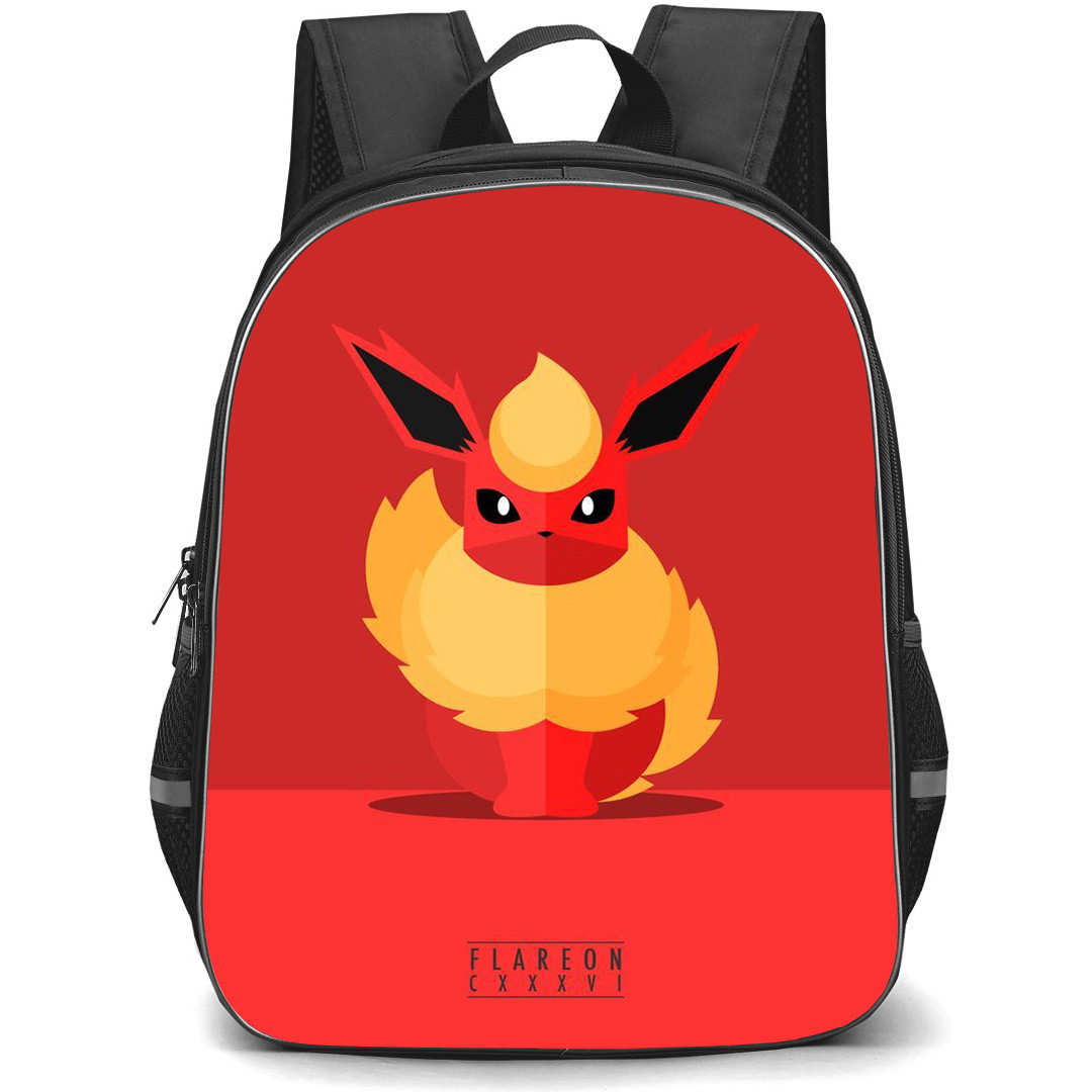 Pokemon Flareon Backpack StudentPack - Flareon Minimalist Art On Red Background