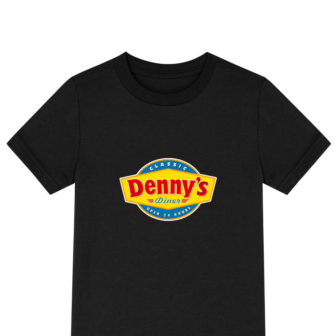 Dennys Tee Shirt T-Shirt Short Sleeve - Dennys Diner Restuarant Signboard Sticker