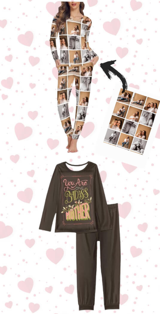Mother's Day Custom Pajamas Pyjamas Photo Upload Personalised - Customized Pajamas For Mom