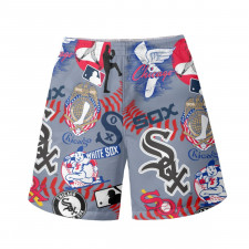 MLB Chicago White Sox Beach Shorts Swim Pants Swimming Trunks - Chicago White Sox Mania Collage Logo